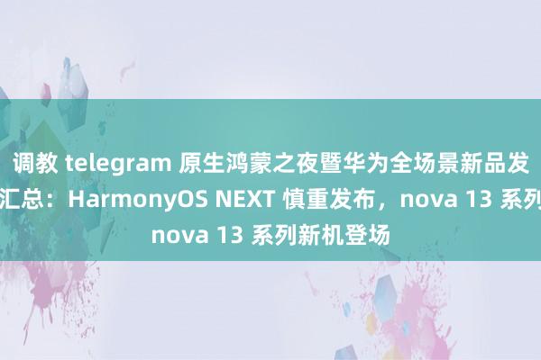 调教 telegram 原生鸿蒙之夜暨华为全场景新品发布会一文汇总：HarmonyOS NEXT 慎重发布，nova 13 系列新机登场
