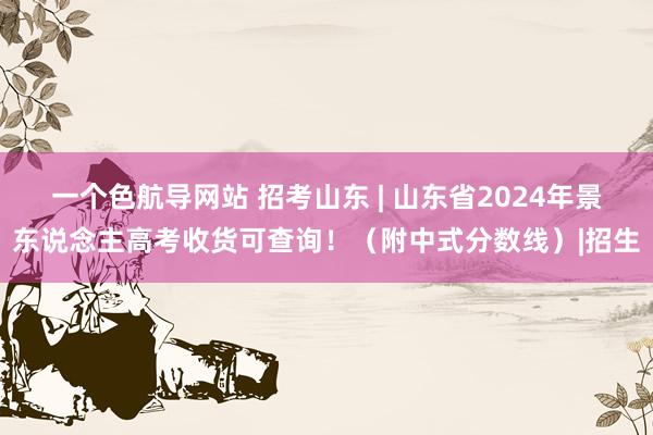 一个色航导网站 招考山东 | 山东省2024年景东说念主高考收货可查询！（附中式分数线）|招生