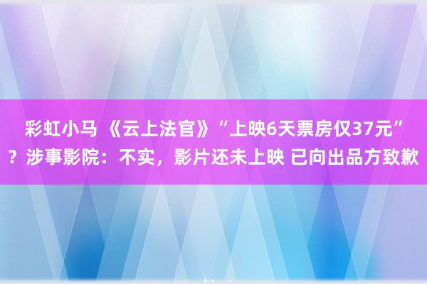 彩虹小马 《云上法官》“上映6天票房仅37元”？涉事影院：不实，影片还未上映 已向出品方致歉