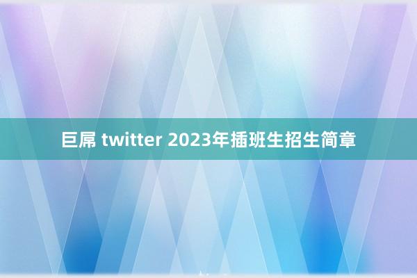 巨屌 twitter 2023年插班生招生简章