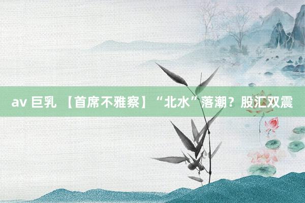 av 巨乳 【首席不雅察】“北水”落潮？股汇双震