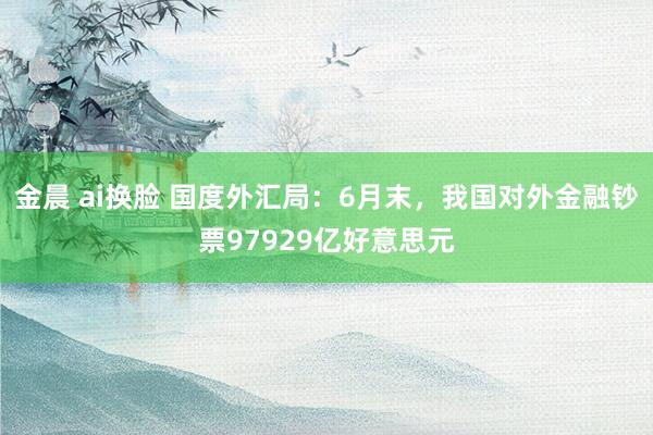 金晨 ai换脸 国度外汇局：6月末，我国对外金融钞票9792