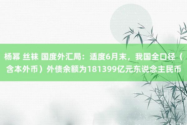 杨幂 丝袜 国度外汇局：适度6月末，我国全口径（含本外币）外